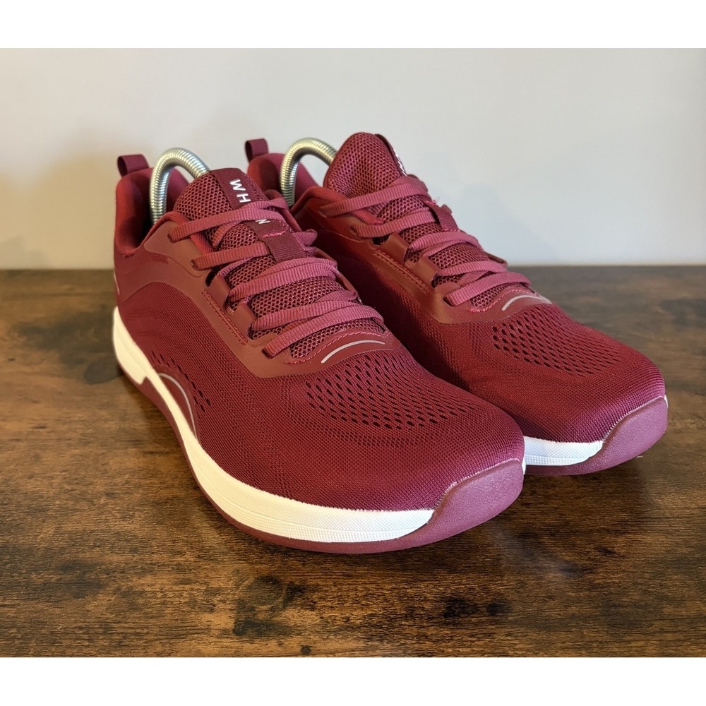 WHITIN Men's Zero Drop Running Shoes Burgundy Size 9 Wide Toe